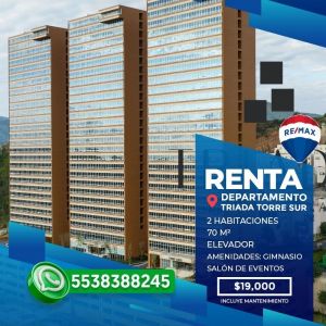 DEPARTAMENTO EN RENTA FRACCIONAMIENTO TRIADA TORRE SUR